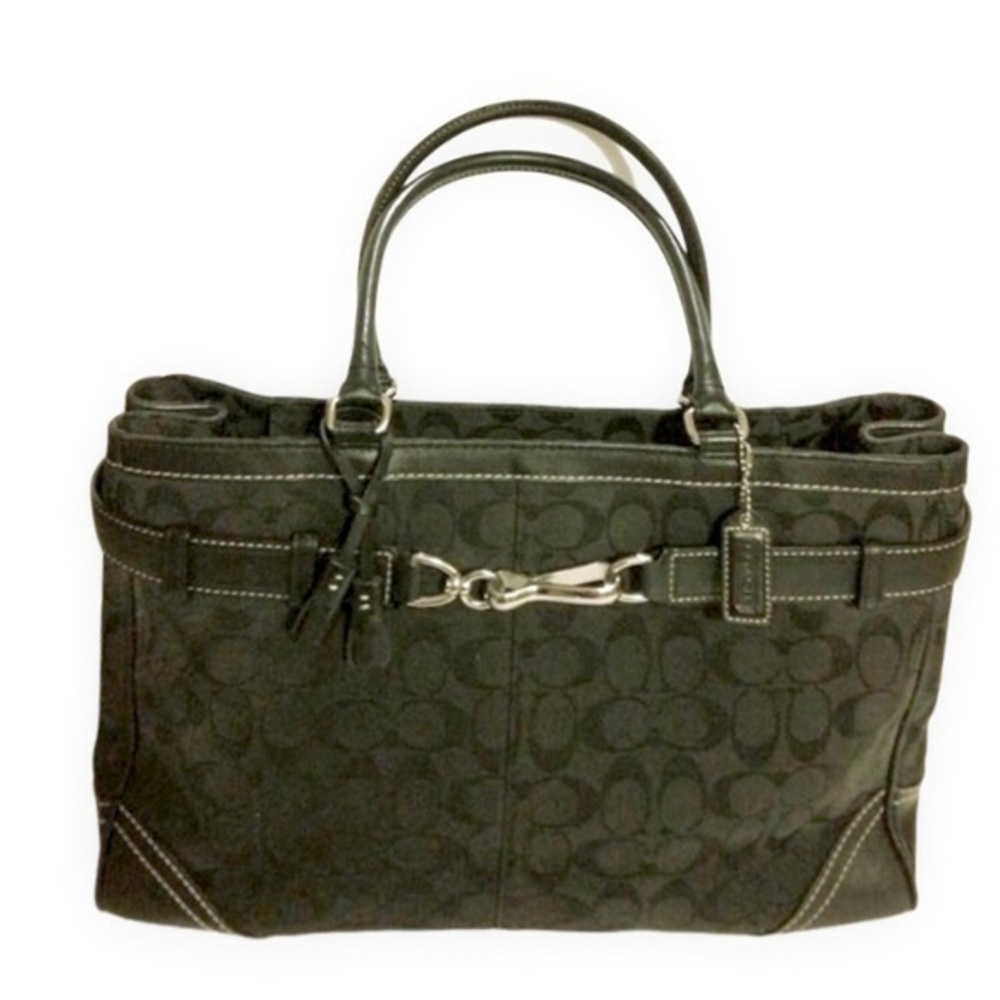 COACH SIG Black Tote bag Leather & Jacquard